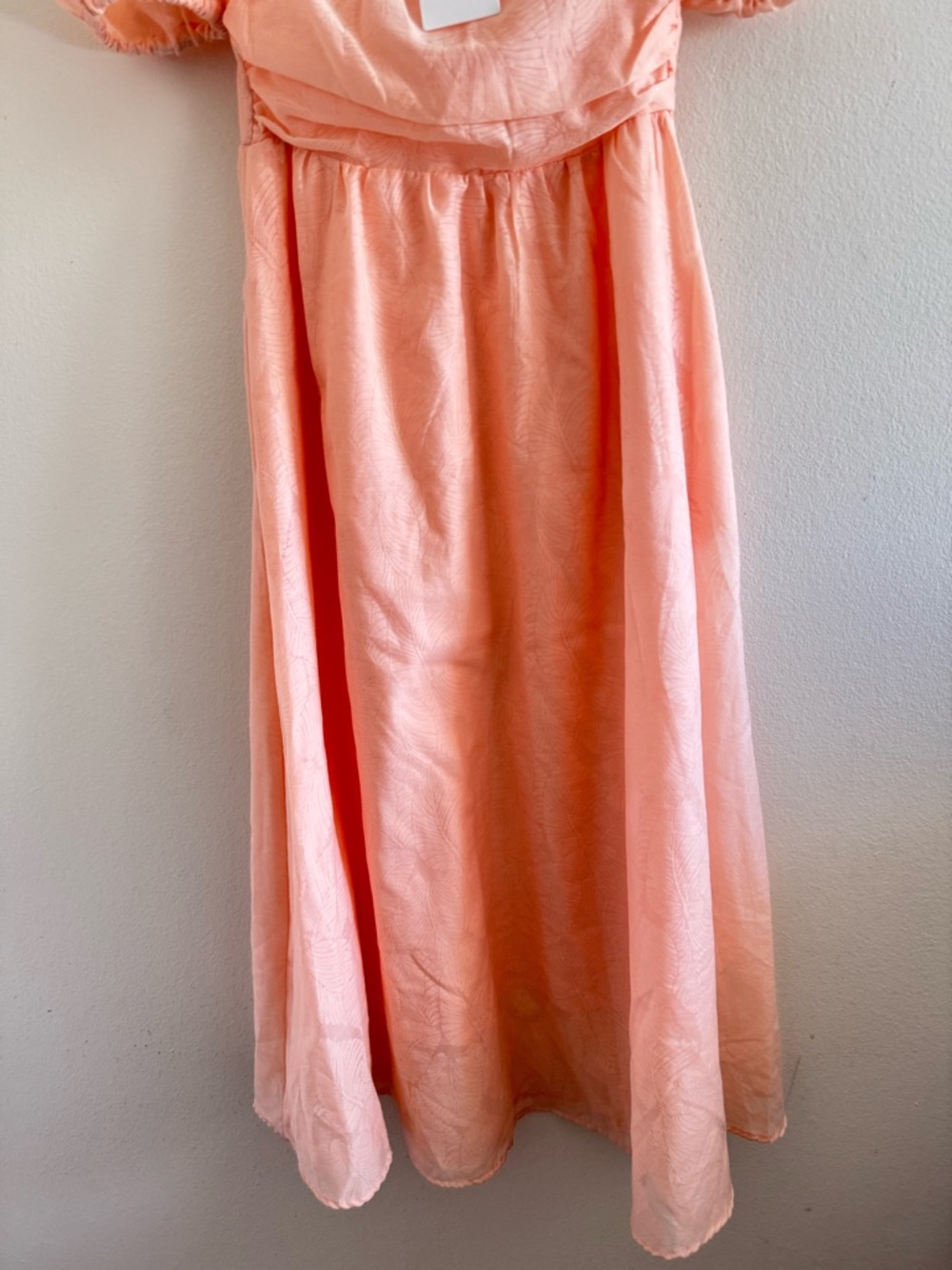 NWT O. P. T River Peach Puff Square Neck Puff Sleeve Cottagecore  Maxi Dress M - Picture 2 of 9
